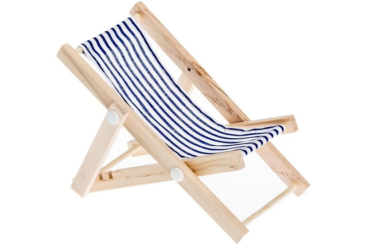 NaDeco Bastelnaturmaterial Mini Deko Liegestuhl blau-weißer günstig online kaufen
