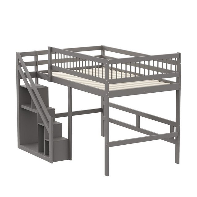 OKWISH Etagenbett Holzbett Kinderbett, Treppe mit Aufbewahrungsschrank (Mas günstig online kaufen