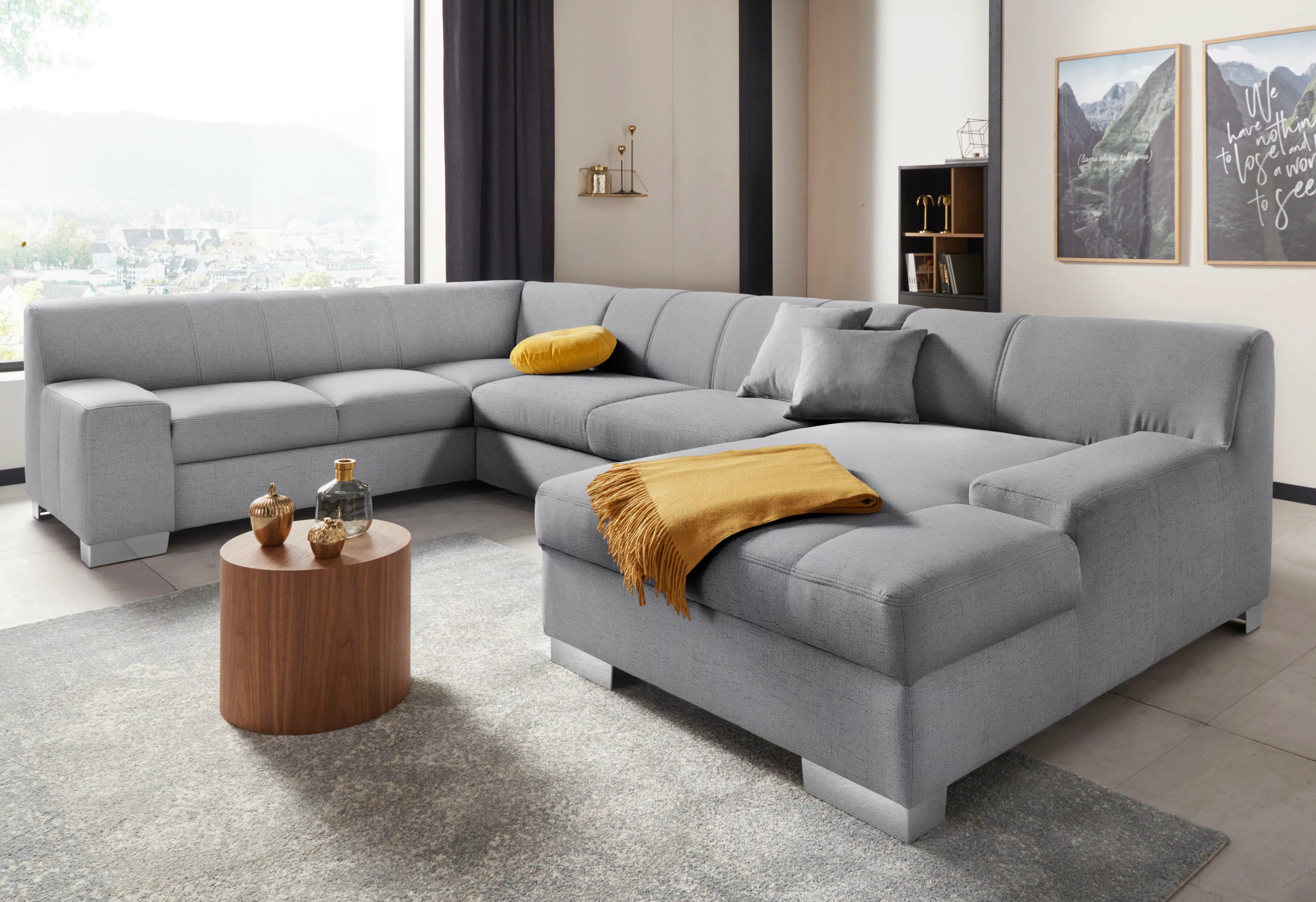 DOMO collection Wohnlandschaft "Bero, elegant und zeitlos, flache Armlehnen günstig online kaufen