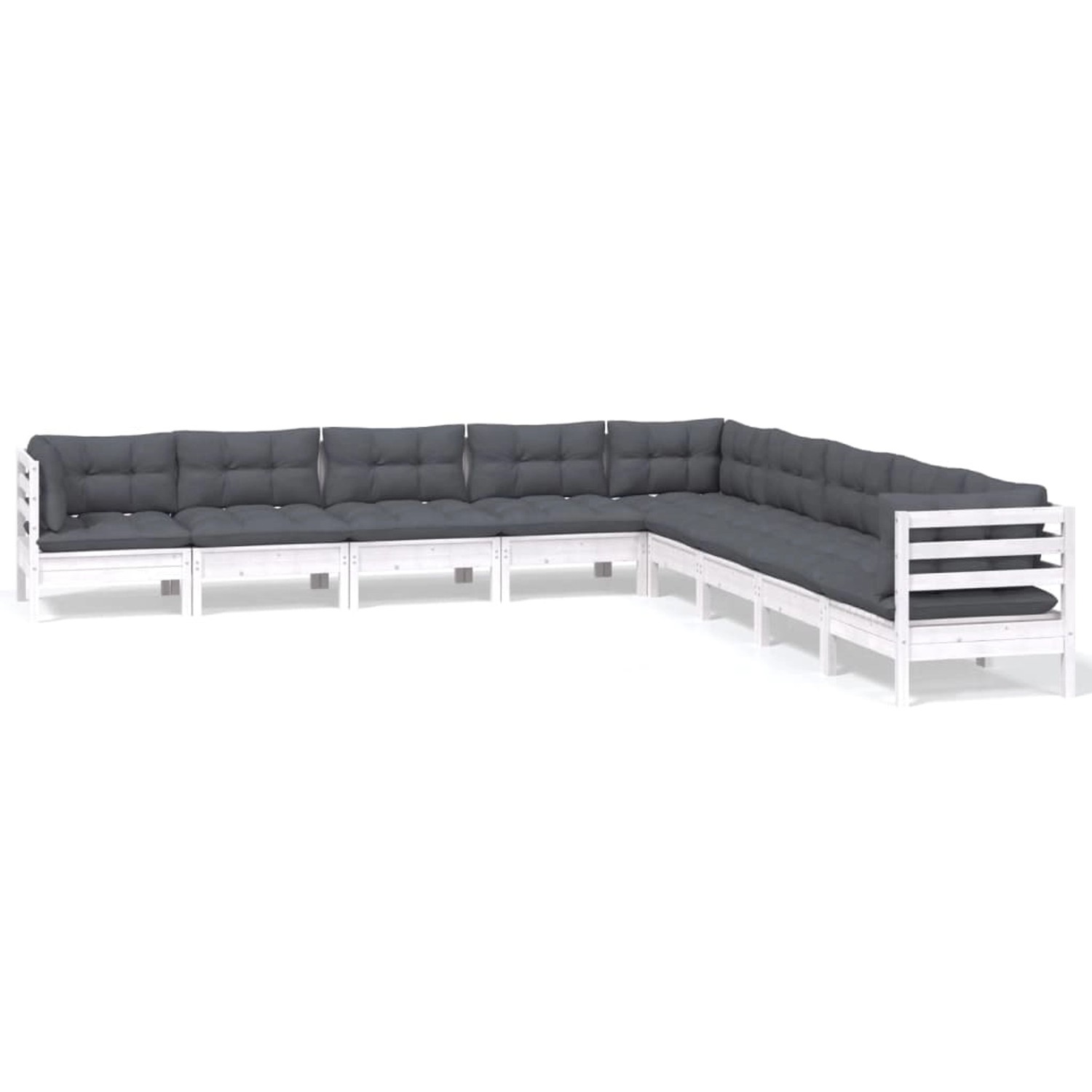vidaXL 9-Tlg Garten-Lounge-Set mit Kissen Weiß Kiefer Massivholz 3096816 günstig online kaufen