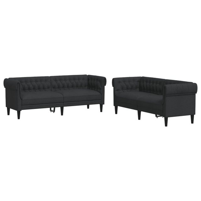 vidaXL Sofa 2-tlg Sofagarnitur Schwarz Stoff günstig online kaufen