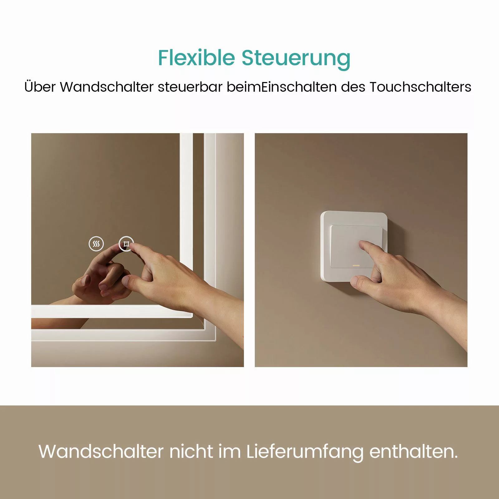 EMKE Badspiegel mit Touch 6500K LED-Beleuchtung günstig online kaufen