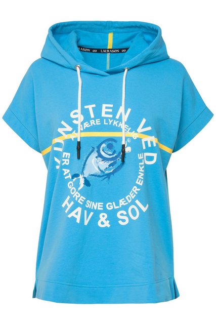 Laurasøn Sweatshirt Hoodie oversized Kapuze Fisch-Motiv Halbarm günstig online kaufen