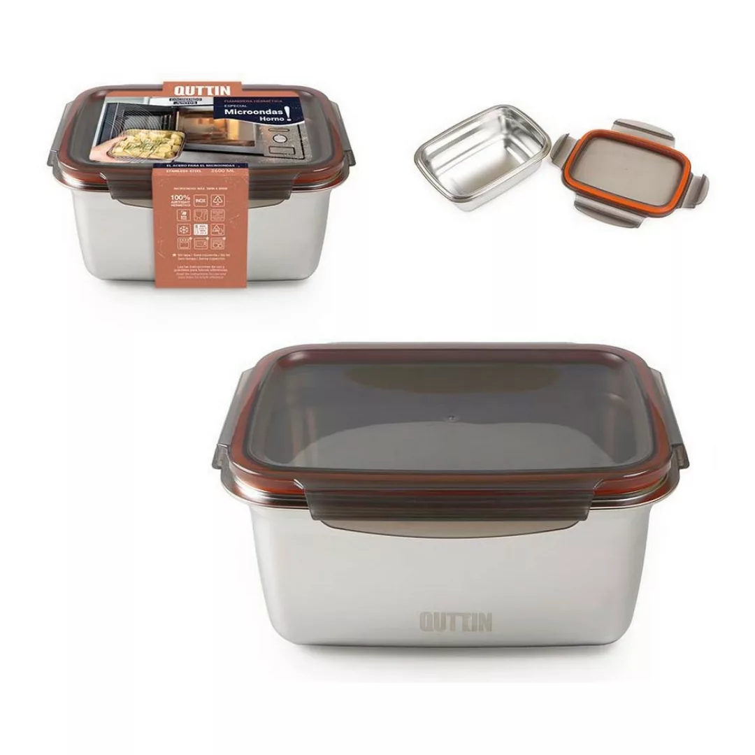 Lunchbox Hermetisch Quttin Rechteckig Silberfarben Edelstahl (2,6 L) günstig online kaufen
