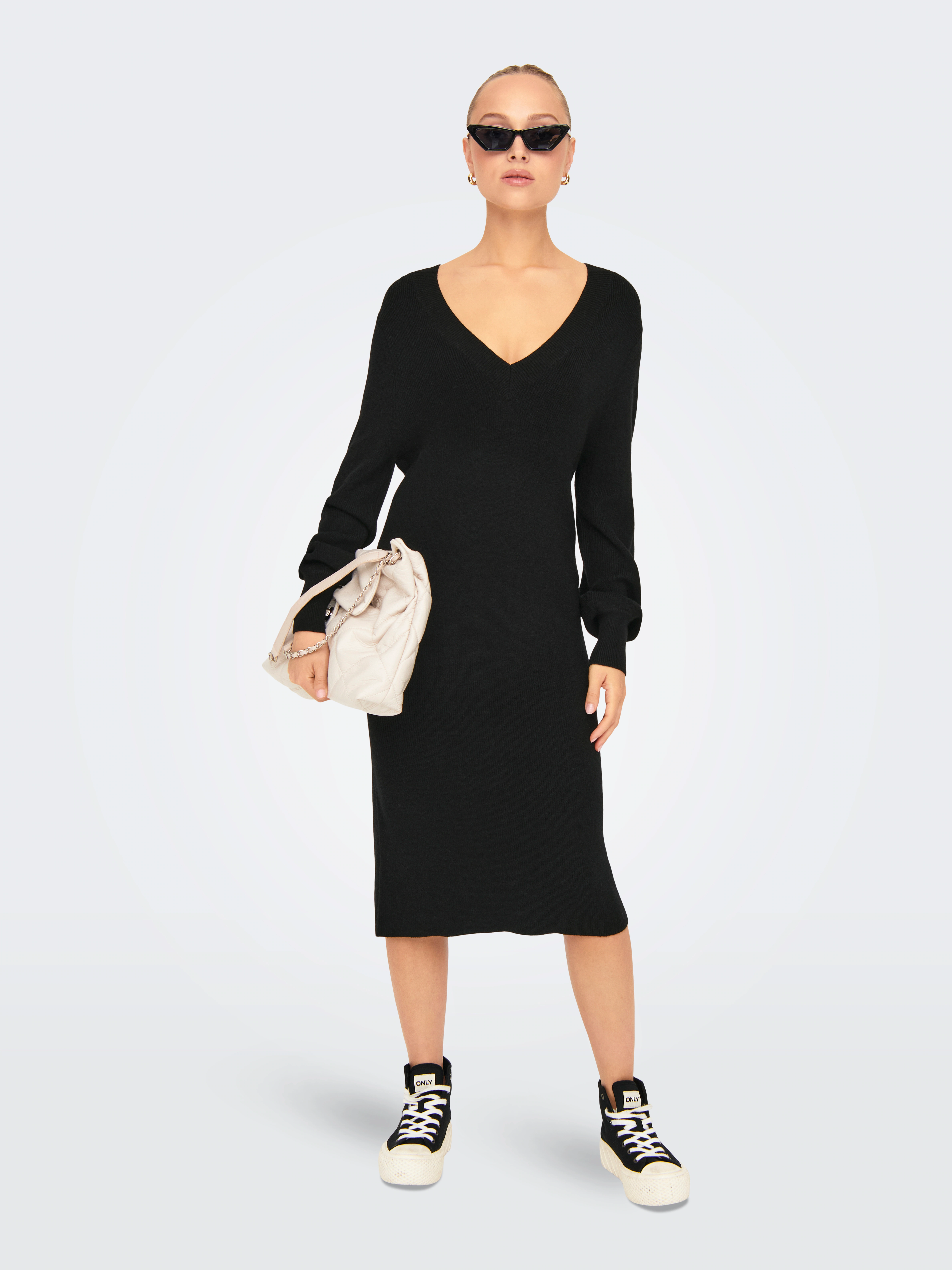 ONLY Strickkleid ONLKATIA LS V-NECK DRESS NCA KNT günstig online kaufen