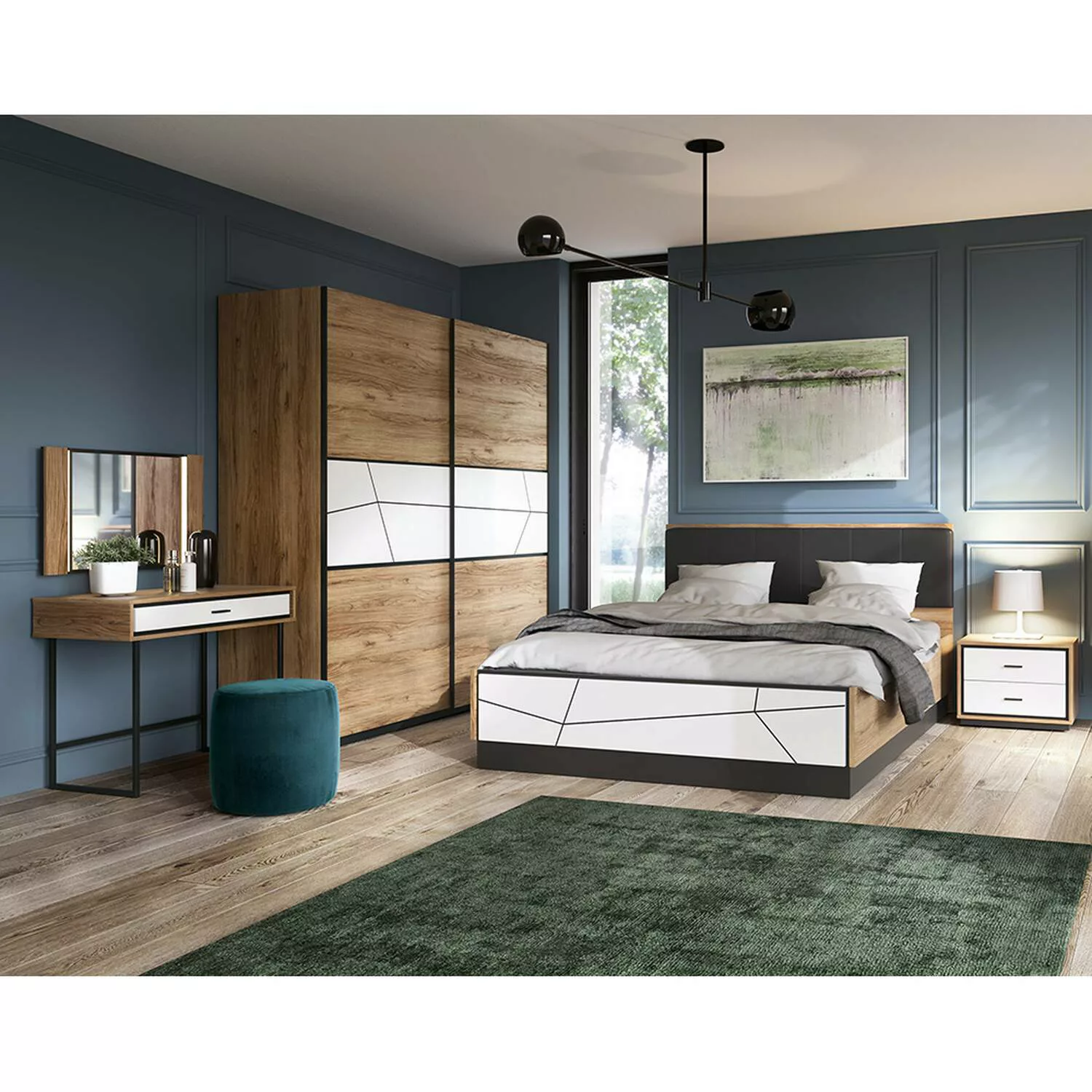 Schlafzimmer Komplett Set mit Bettgestell 165 cm BRISTOL-129 in Catania Eic günstig online kaufen