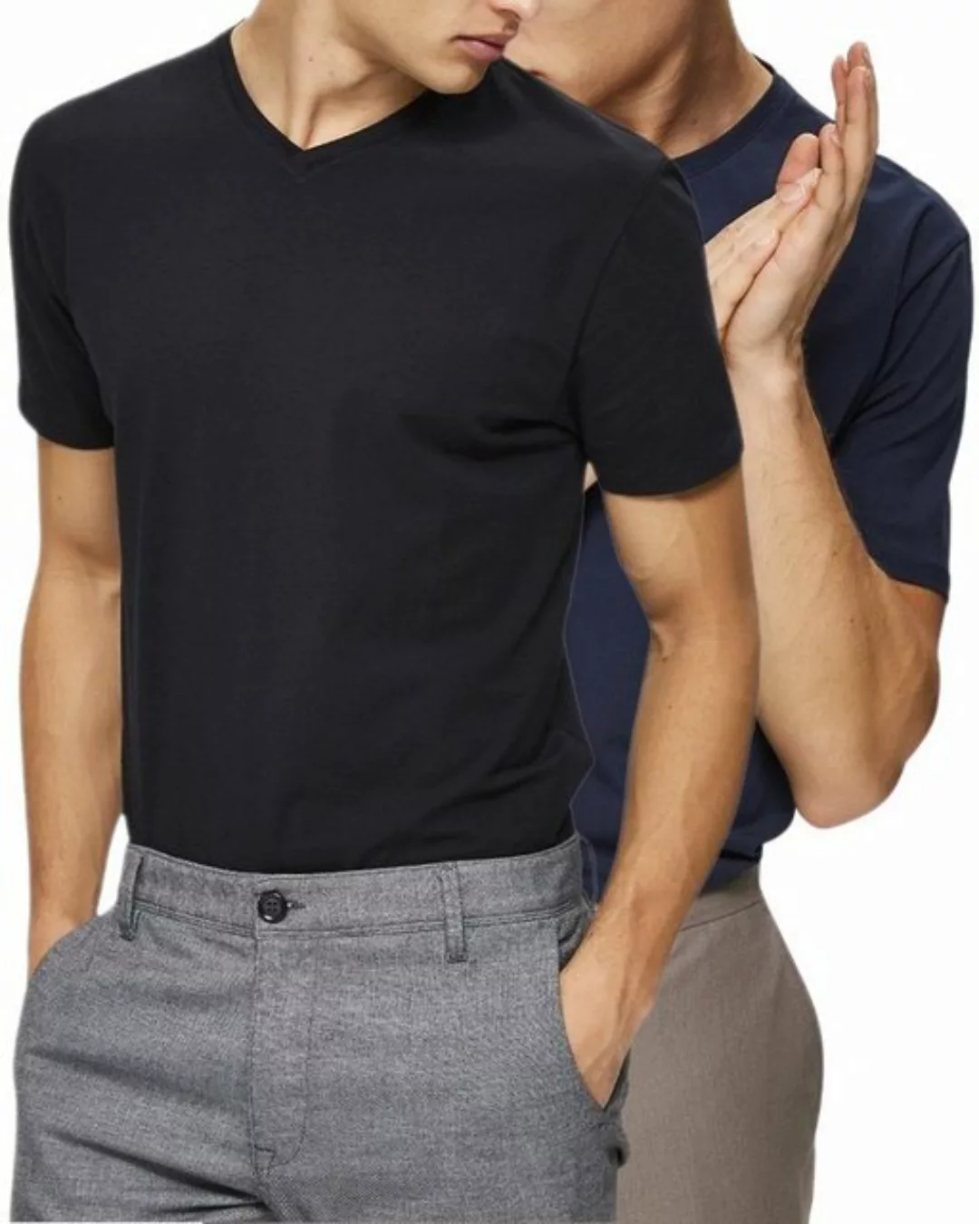 SELECTED HOMME T-Shirt (2er-Pack) Basic Doppelpack Shirts aus Bio Baumwolle günstig online kaufen
