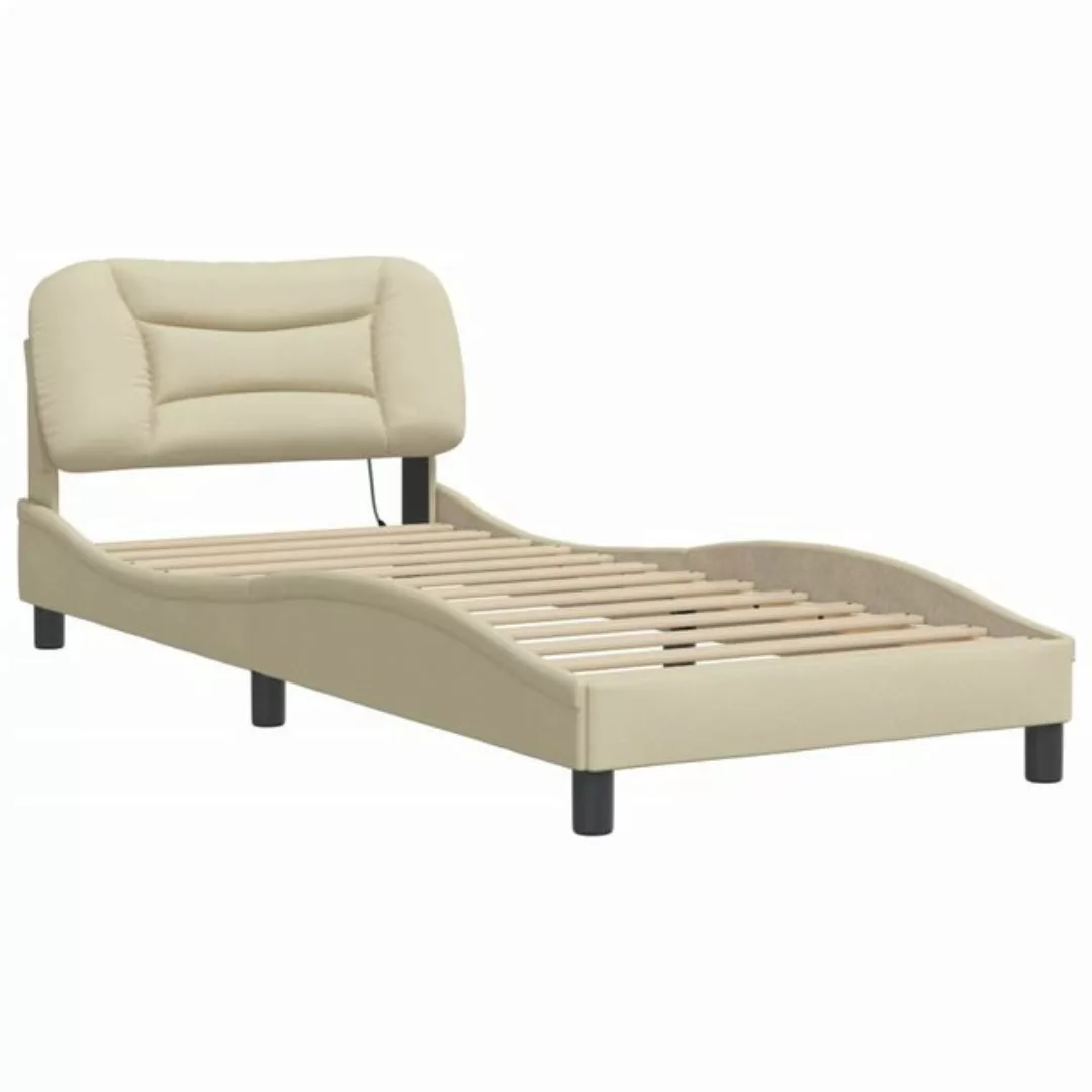 vidaXL Bett Bettgestell mit Kopfteil Creme 90x190 cm Stoff günstig online kaufen