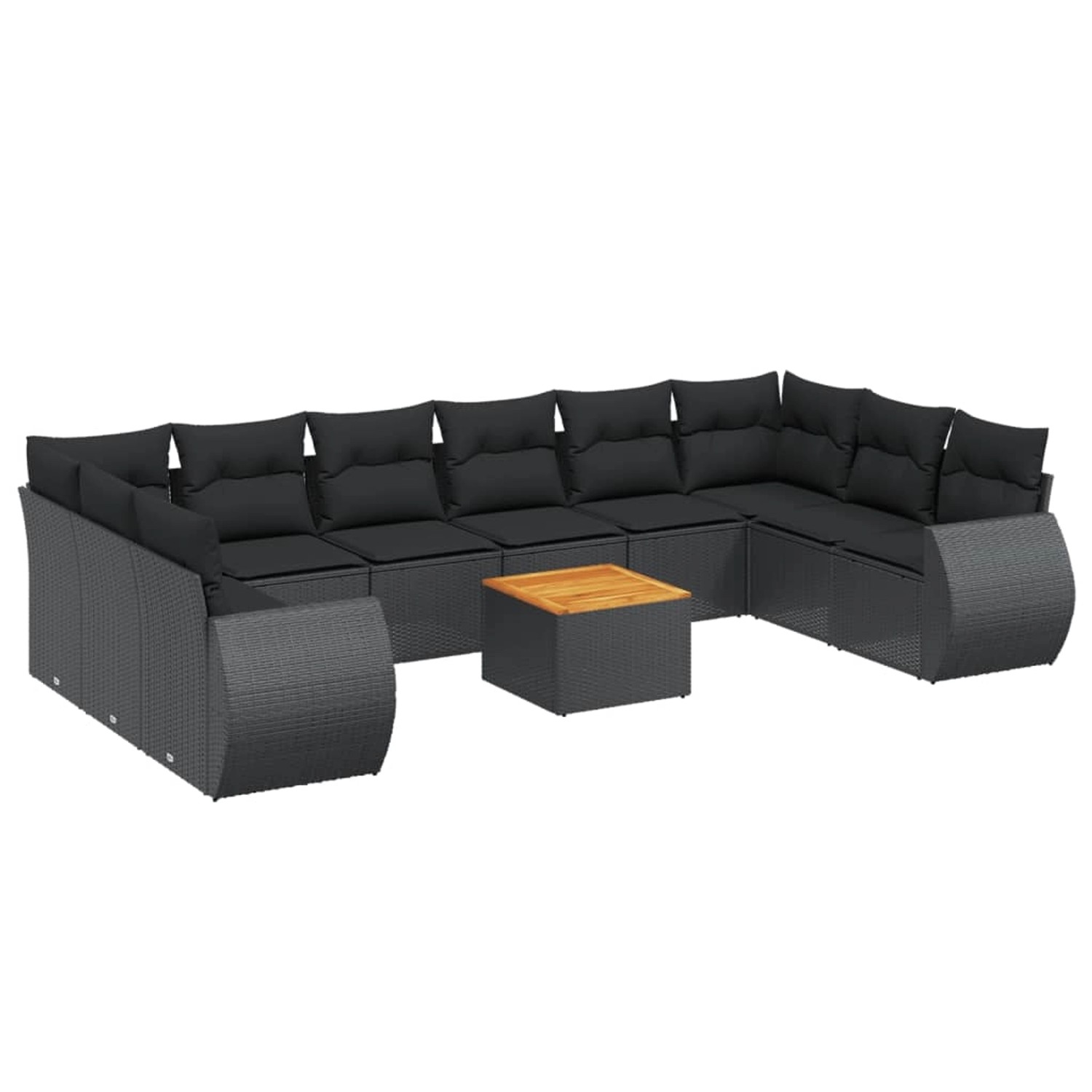 vidaXL 11-Tlg Garten-Sofagarnitur mit Kissen Schwarz Poly Rattan 3225173 günstig online kaufen