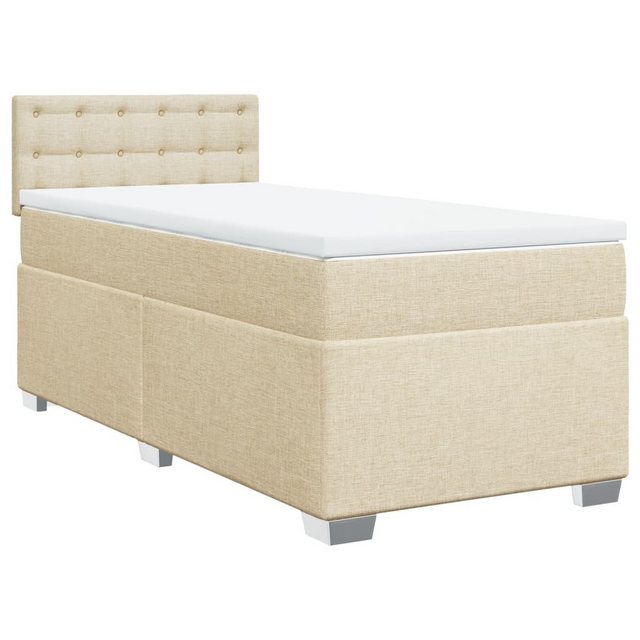 vidaXL Boxspringbett, Boxspringbett mit Matratze Creme 90x200 cm Stoff günstig online kaufen