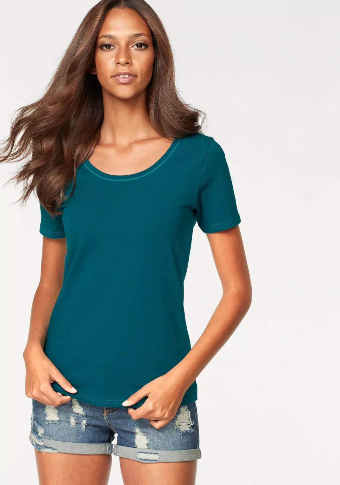 Vivance T-Shirt "aus elastischer Baumwoll-Qualität", (2er-Pack) günstig online kaufen
