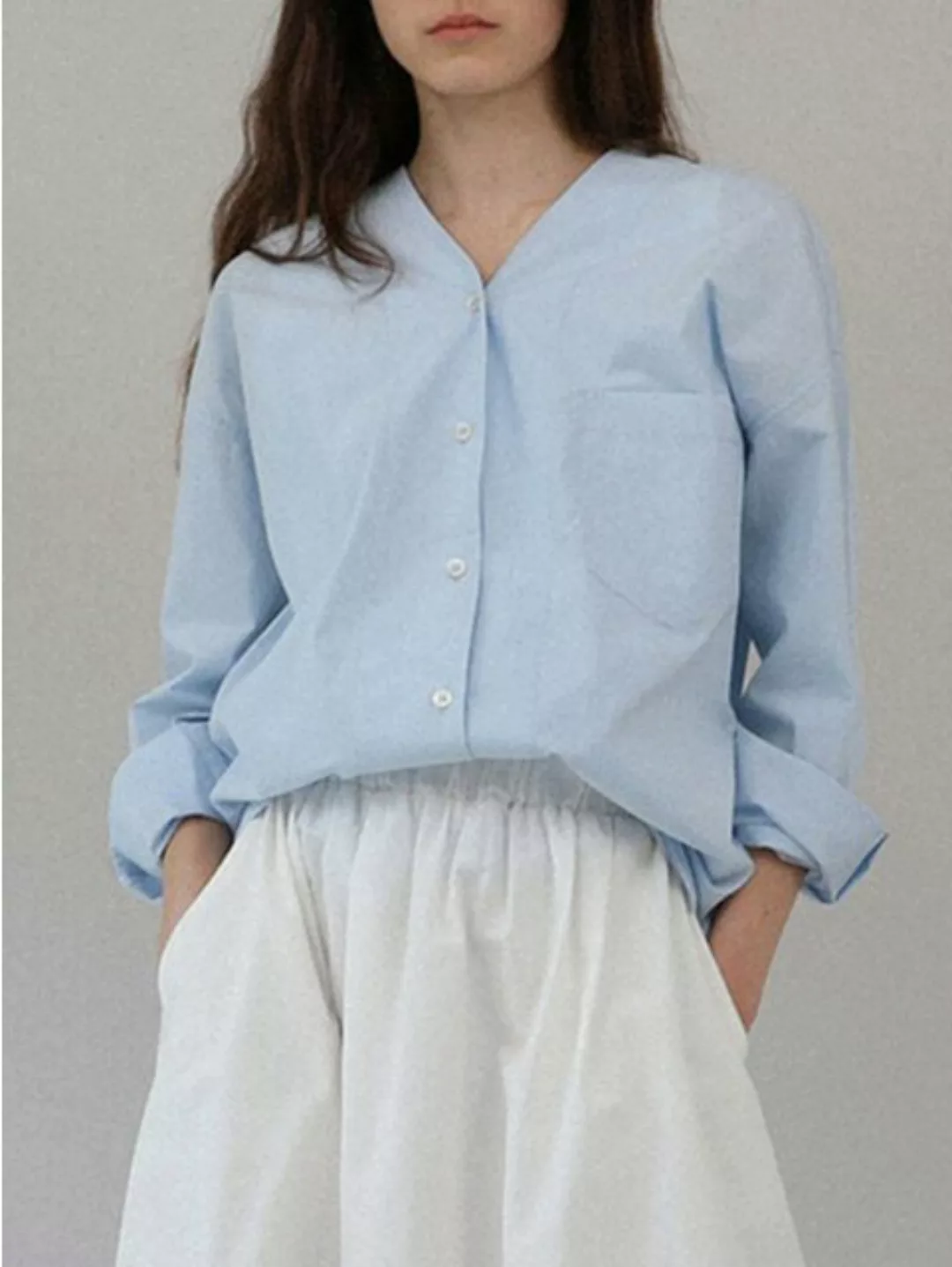 RUZU UG Blusentop Shirtbluse Lockeres V-Ausschnitt-Shirt Damen,Neues Shirt- günstig online kaufen