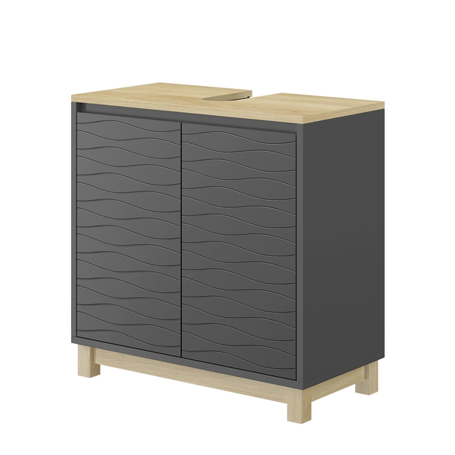 Vicco Waschbeckenunterschrank Livia, Anthrazit/Holz, 60 x günstig online kaufen