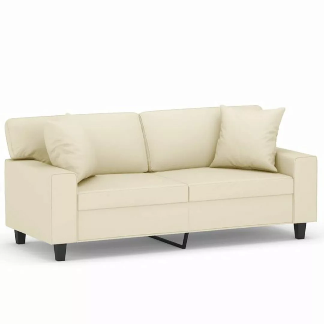 vidaXL Sofa 2-Sitzer-Sofa mit Zierkissen Creme 140 cm Kunstleder günstig online kaufen