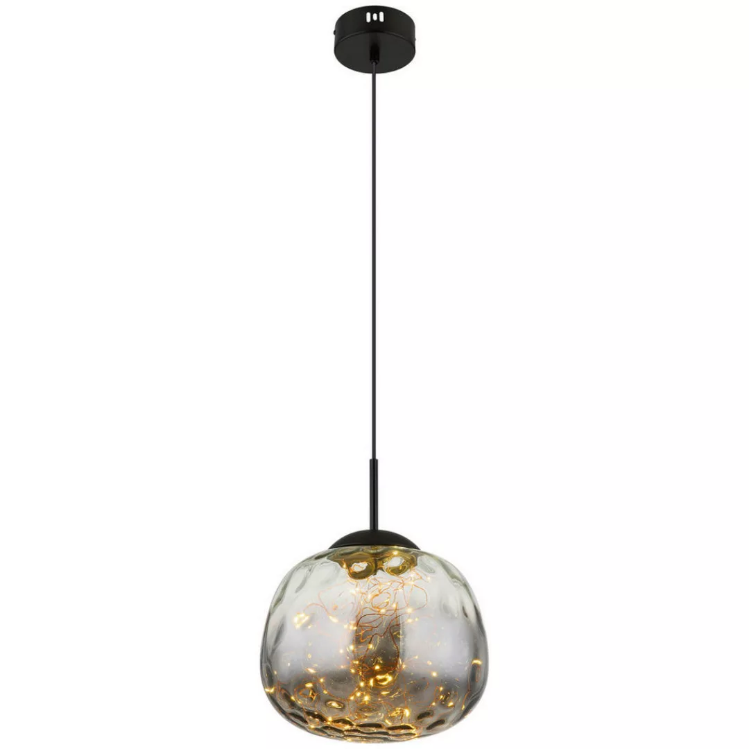 GLOBO LED-Pendelleuchte Firefly 15642 schwarz Metall Rauchglas D: ca. 30 cm günstig online kaufen