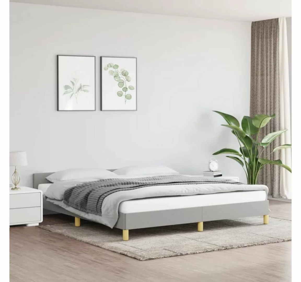 furnicato Bett Bettgestell mit Kopfteil Hellgrau 160x200 cm Stoff günstig online kaufen