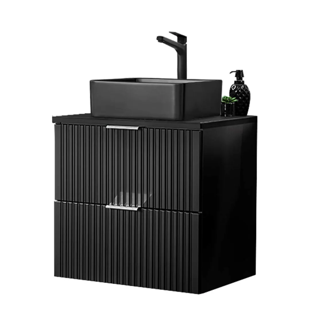 Badmöbel Waschtisch, 61cm, mit schwarzem Aufsatzbecken, ADELAIDE-56-BLACK, günstig online kaufen