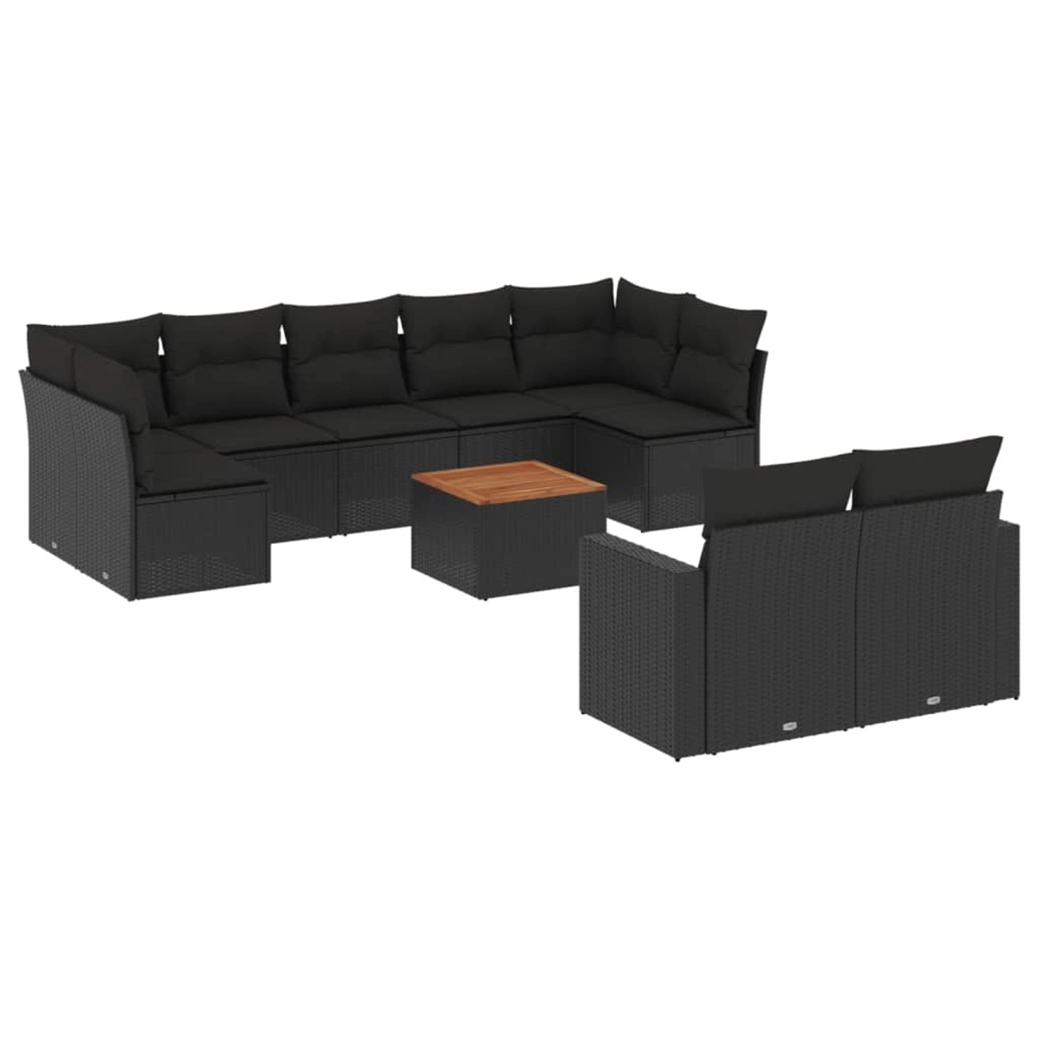 vidaXL 10-Tlg Garten-Sofagarnitur mit Kissen Schwarz Poly Rattan 3256601 günstig online kaufen