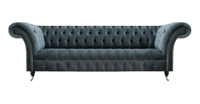 JVmoebel 4-Sitzer Grauer Chesterfield Viersitzer Wohnzimmer Polstercouch De günstig online kaufen