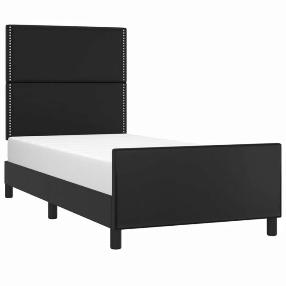 vidaXL Bett Bettgestell mit Kopfteil Schwarz 90x190 cm Kunstleder günstig online kaufen