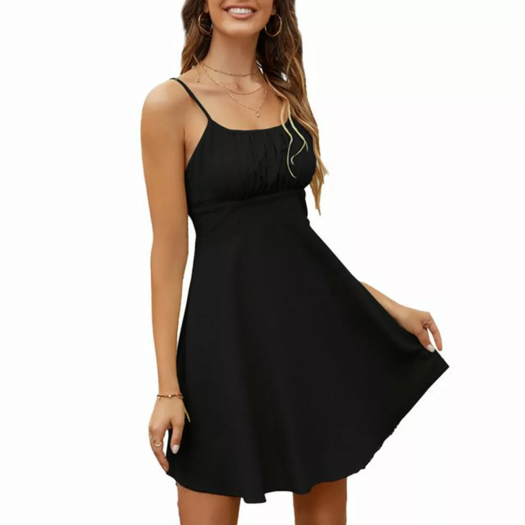 ZWY Dirndl Damen-Kleid mit hoher Taille, gerüschter Brust, kurzes Kleid, el günstig online kaufen