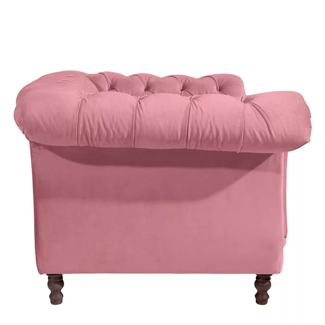 Barocker XL Sessel rosa aus Samtvelours Vierfußgestell aus Holz günstig online kaufen