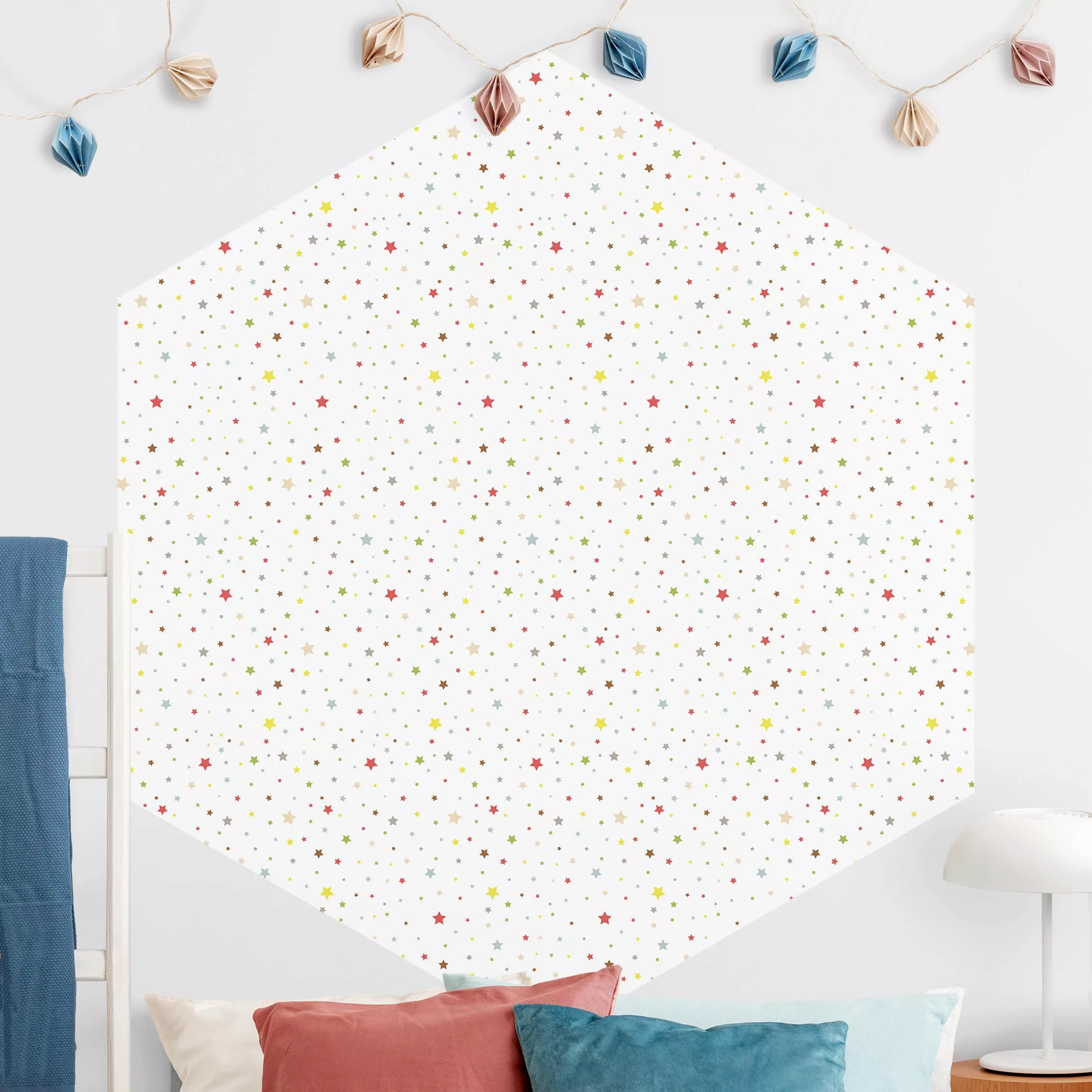 Hexagon Fototapete selbstklebend No.YK34 Bunte Sterne günstig online kaufen