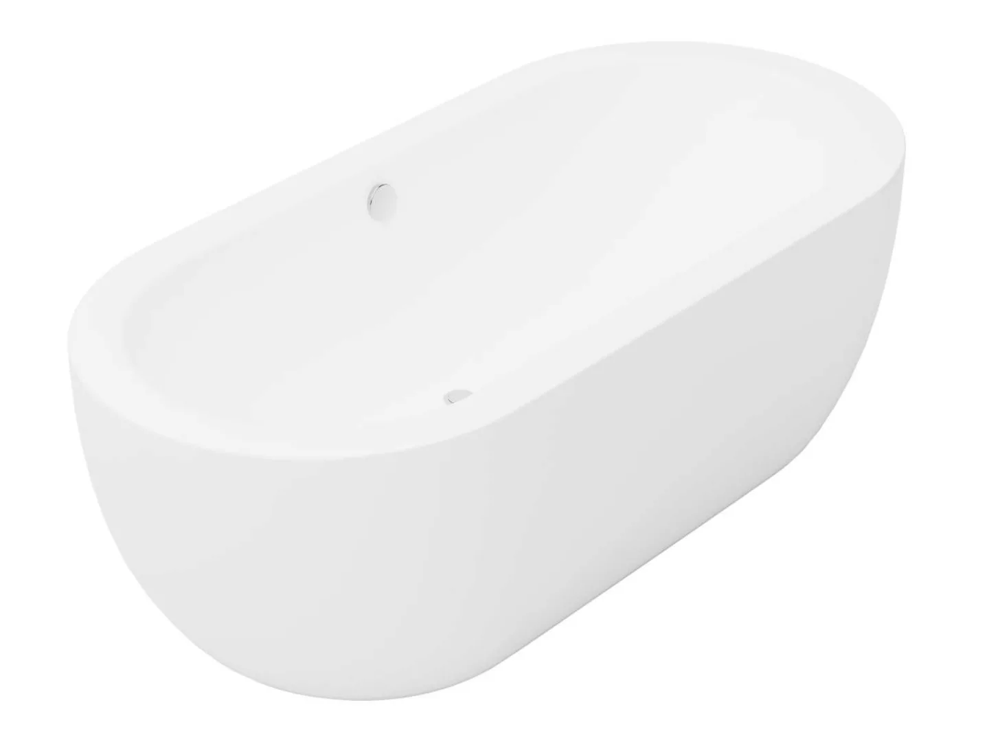 Freistehende Badewanne oval - 200 L - 170 x 80 x 58 cm - Acryl - Weiß - NEP günstig online kaufen