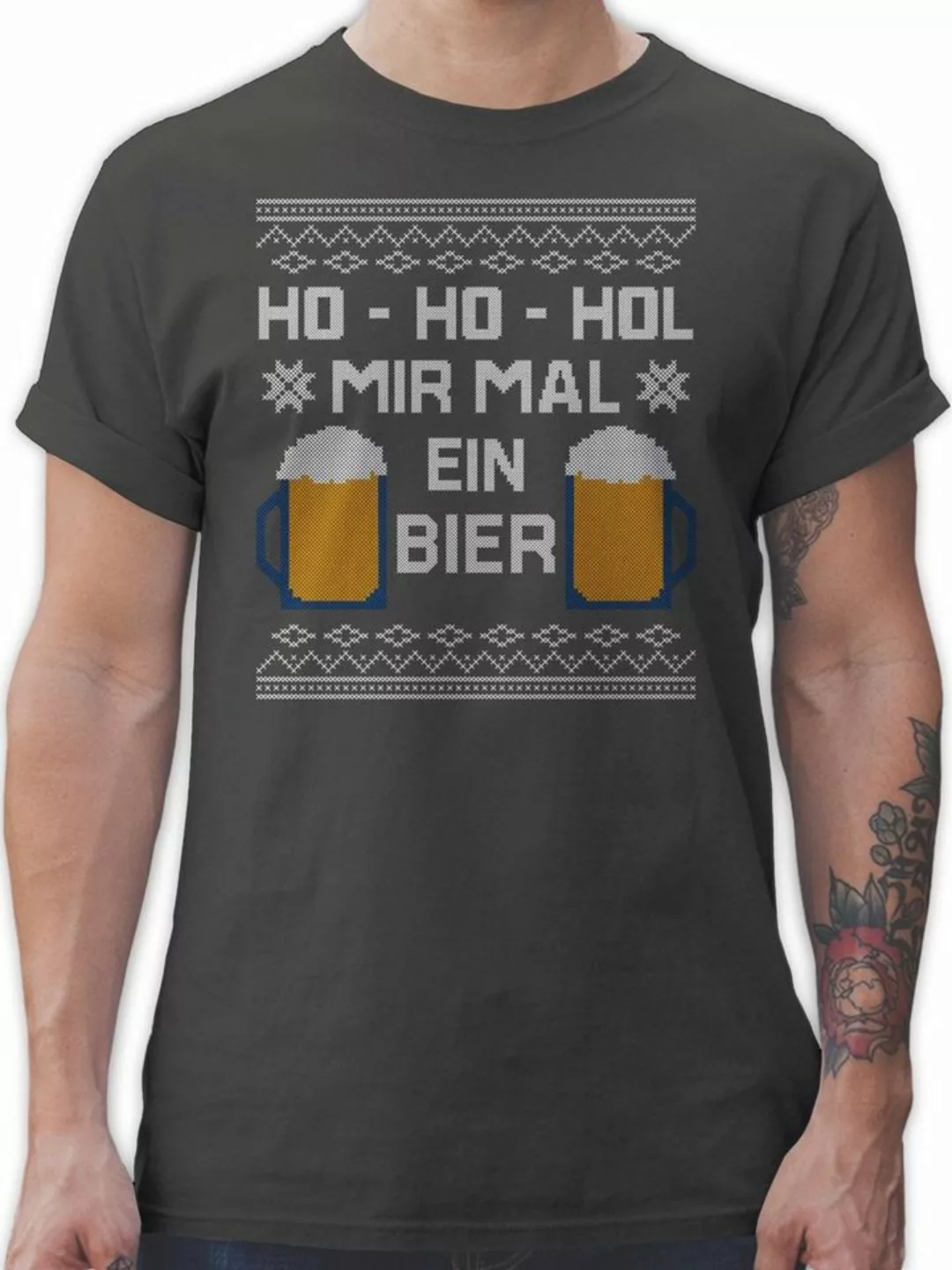 Shirtracer T-Shirt Ho Ho Hol mir mal ein Bier Weihachten Kleidung günstig online kaufen