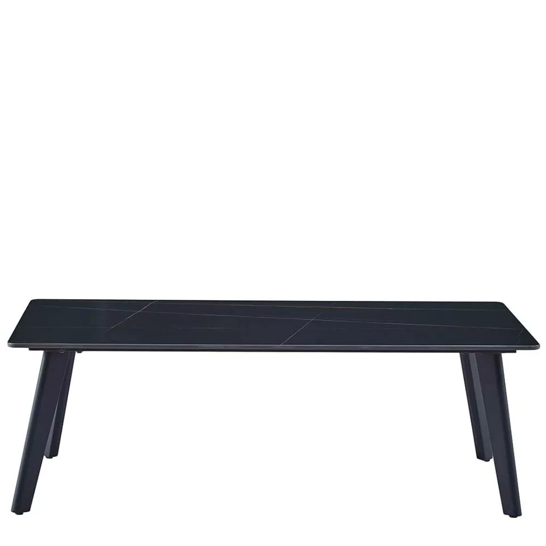 Sofa Tisch Marmor Optik Platte in Schwarz 125 cm breit günstig online kaufen