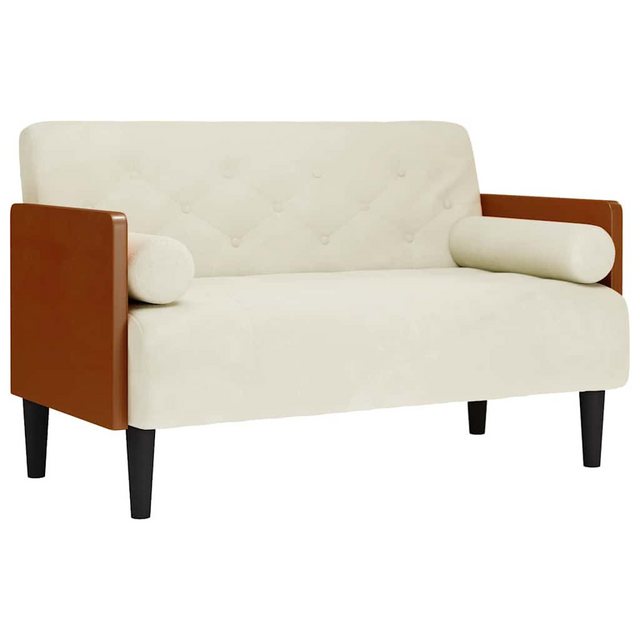 vidaXL Sofa Zweisitzer-Sofa mit Nackenrollen Creme 110 cm Samt günstig online kaufen