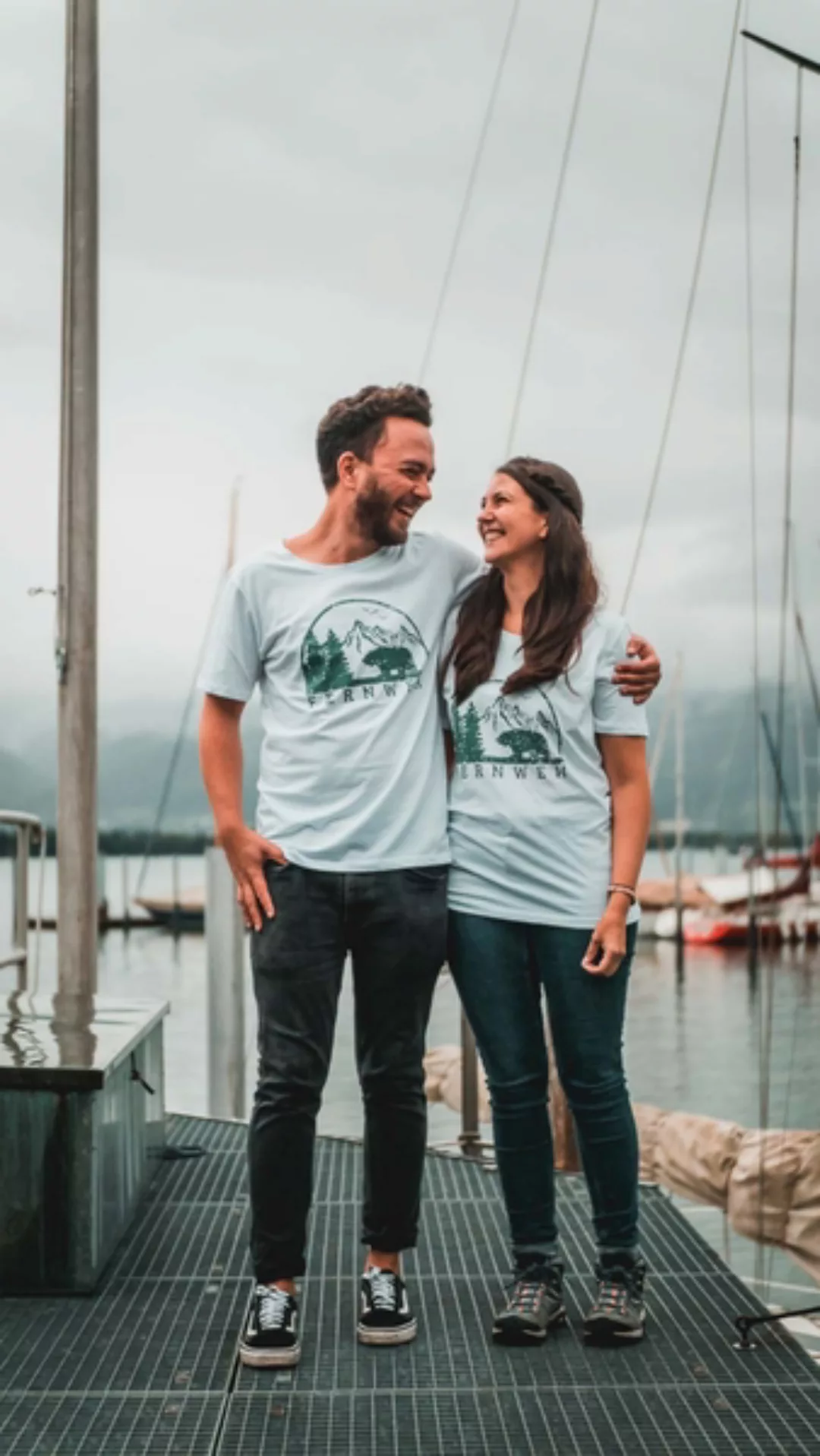 Weißes Unisex T-shirt "Fernweh" Aus Bio-baumwolle Gots Fairtrade günstig online kaufen