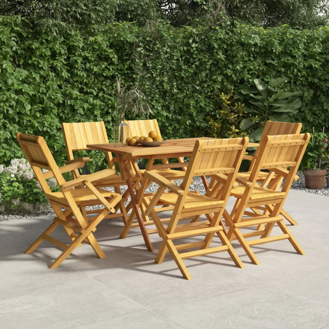 Vidaxl 7-tlg. Garten-essgruppe Massivholz Teak günstig online kaufen