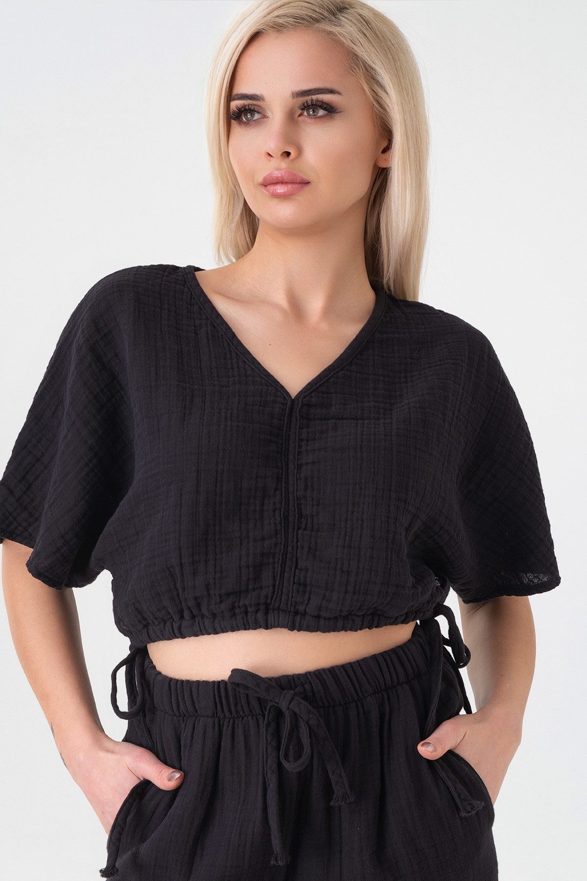 WENOR Crop-Top Musselin Bluse Cropped-Oberteil mit günstig online kaufen