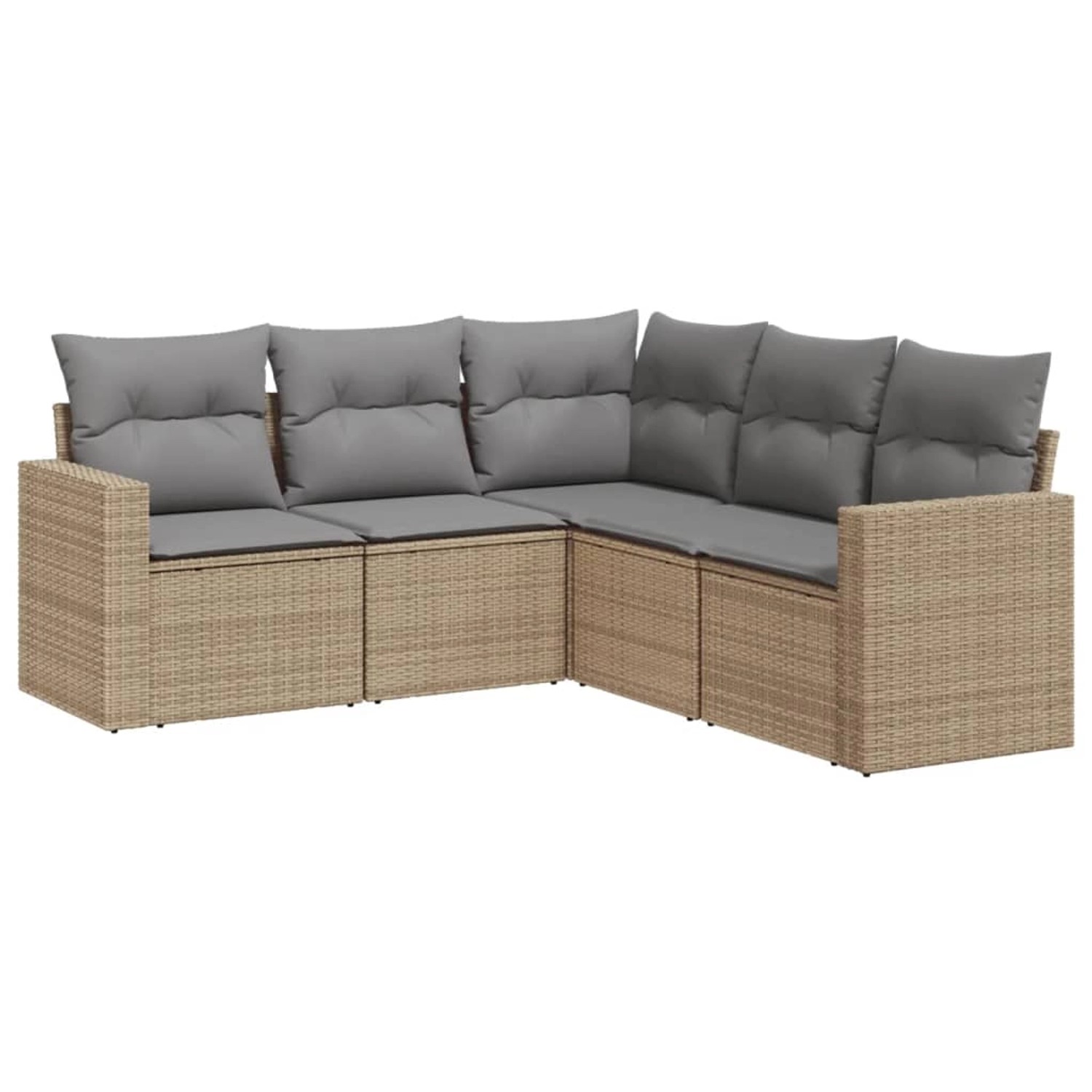 vidaXL 5-tlg Garten-Sofagarnitur mit Kissen Beige Poly Rattan Modell 2 günstig online kaufen