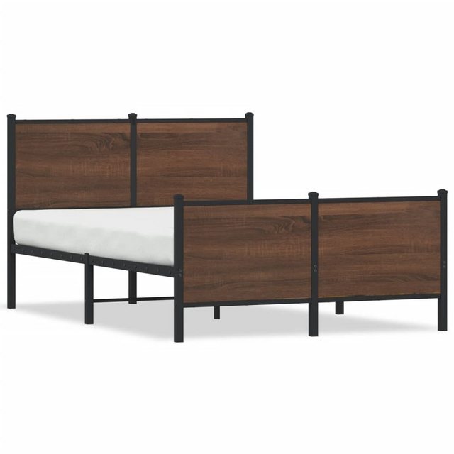 vidaXL Bett, Metallbett ohne Matratze Braun Eichen-Optik 137x190 cm günstig online kaufen