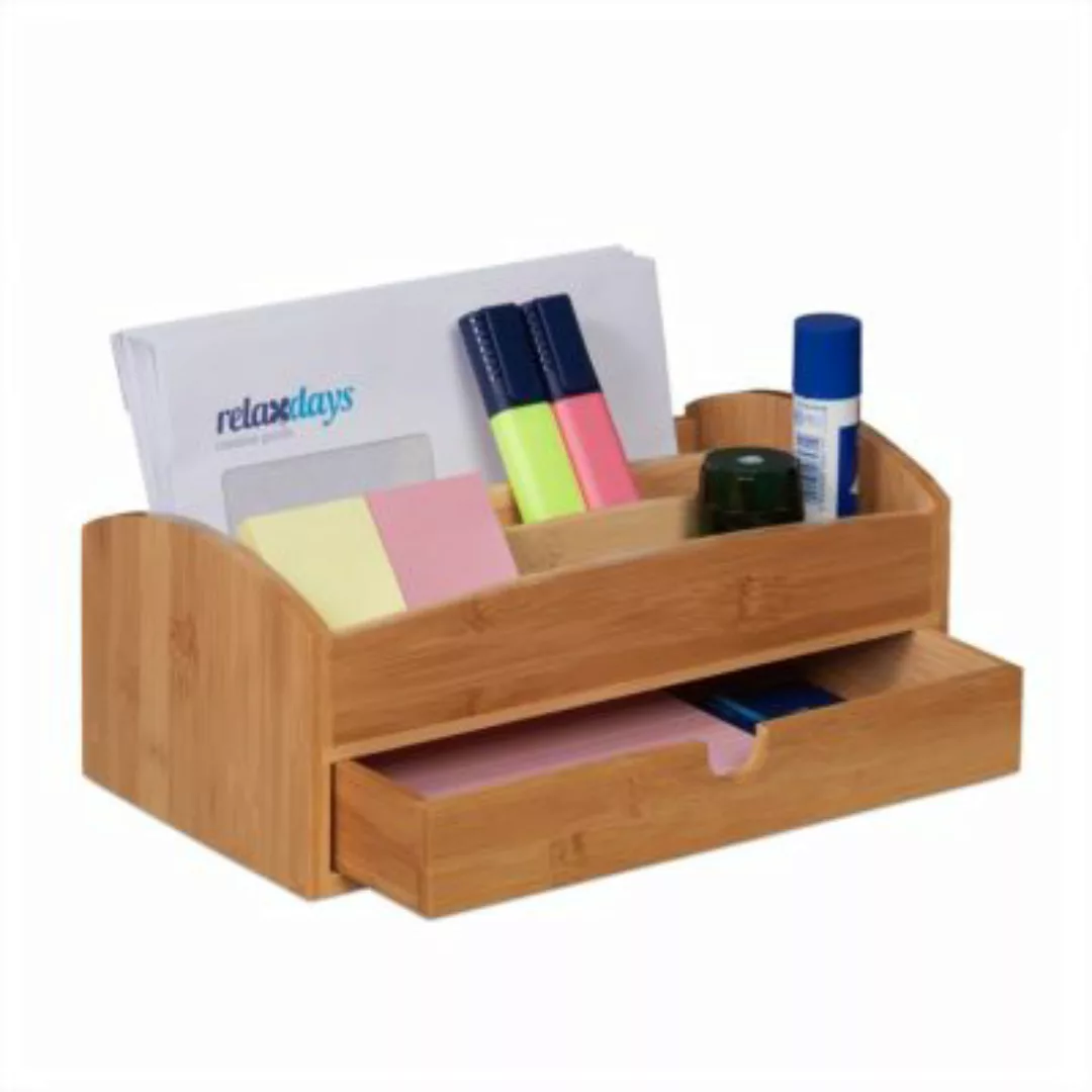 relaxdays Schreibtisch Organizer mit Schublade natur günstig online kaufen