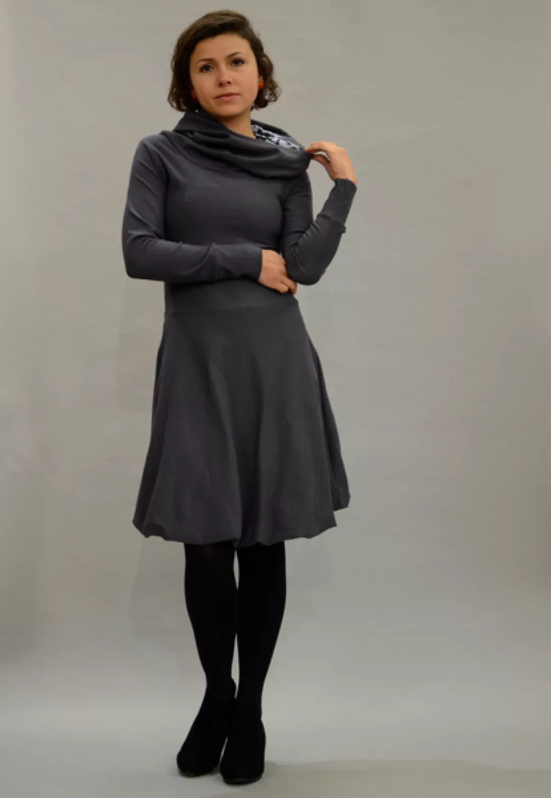 Baumwollkleid Mit Kapuze/hoodie In Grau günstig online kaufen