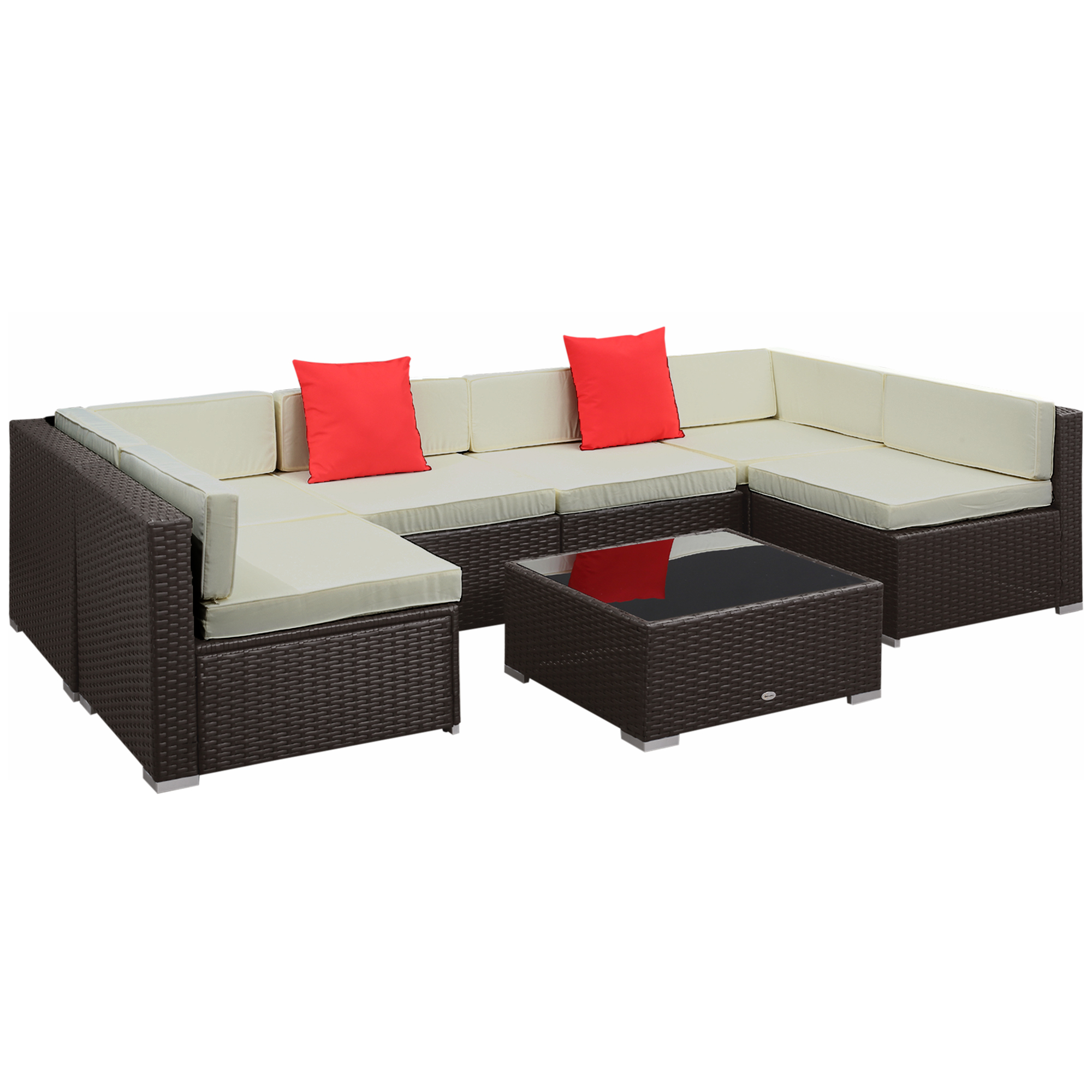 Outsunny Gartenmöbel Set Rattan Sessel Couchtisch 7tlg. mit Kissen Balkon i günstig online kaufen