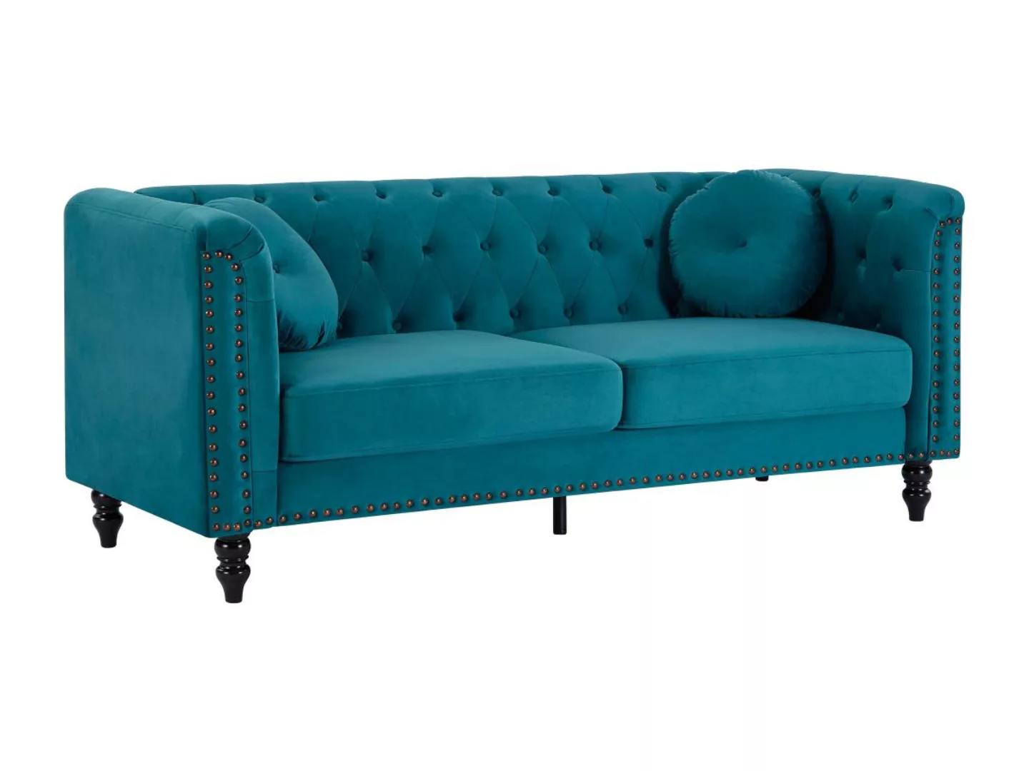 Sofa 3-Sitzer - Samt - Grünblau - TURNER günstig online kaufen