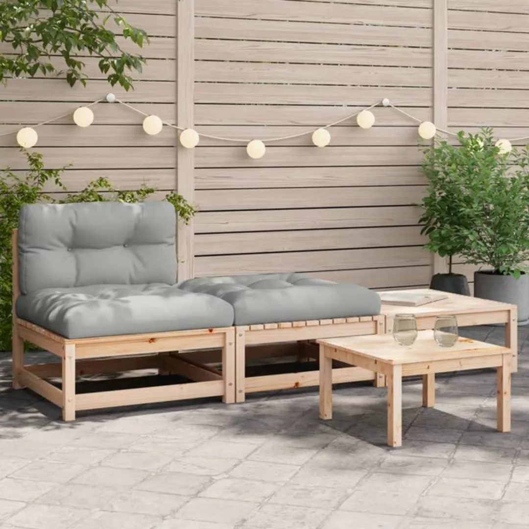 vidaXL Loungesofa Gartensofa ohne Armlehnen mit Kissen und Hockern, 1 Teile günstig online kaufen