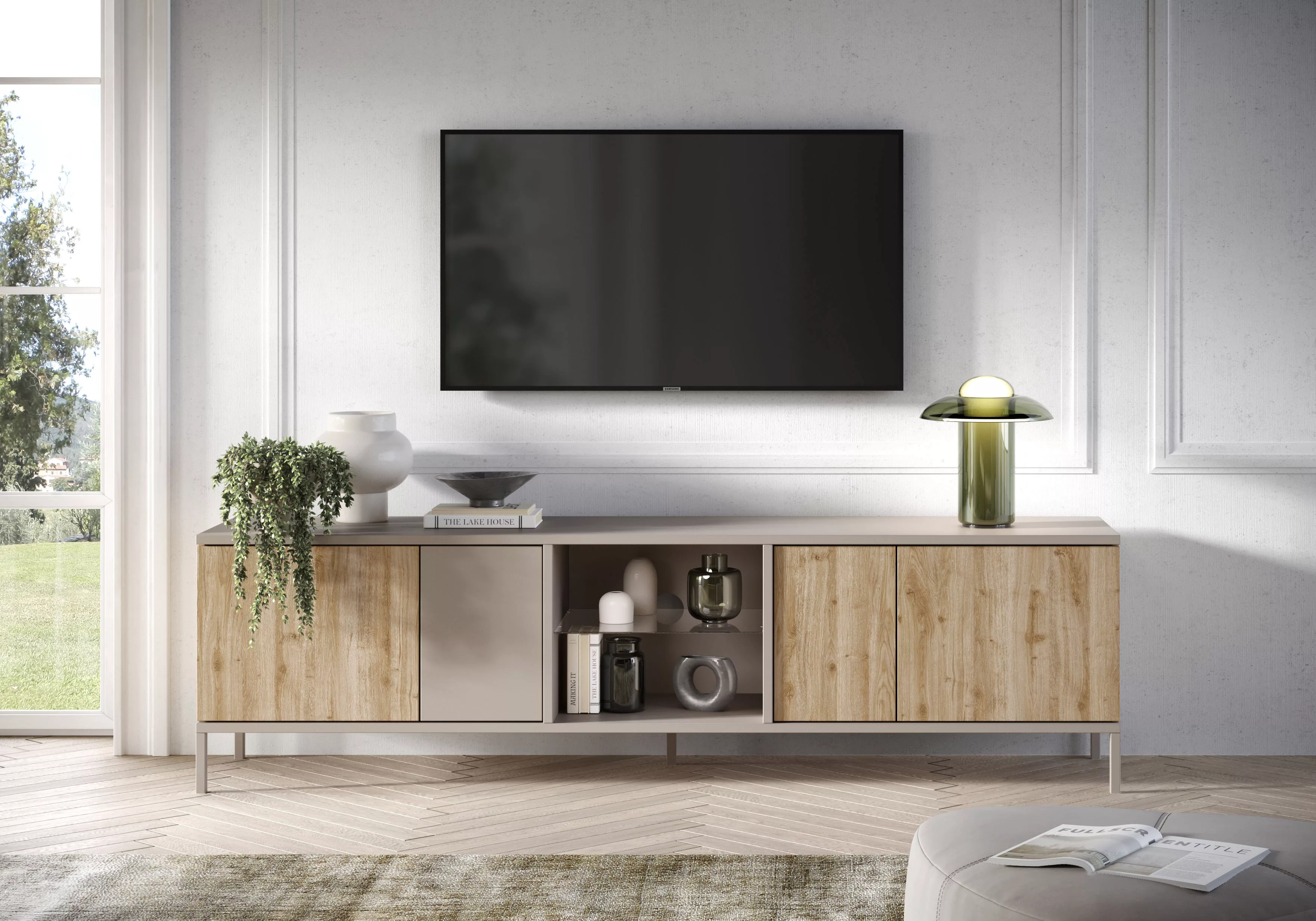 INOSIGN Lowboard "Gent Breite 210 cm, TV-Board mit 4 Türen u. 2 offenen Fäc günstig online kaufen