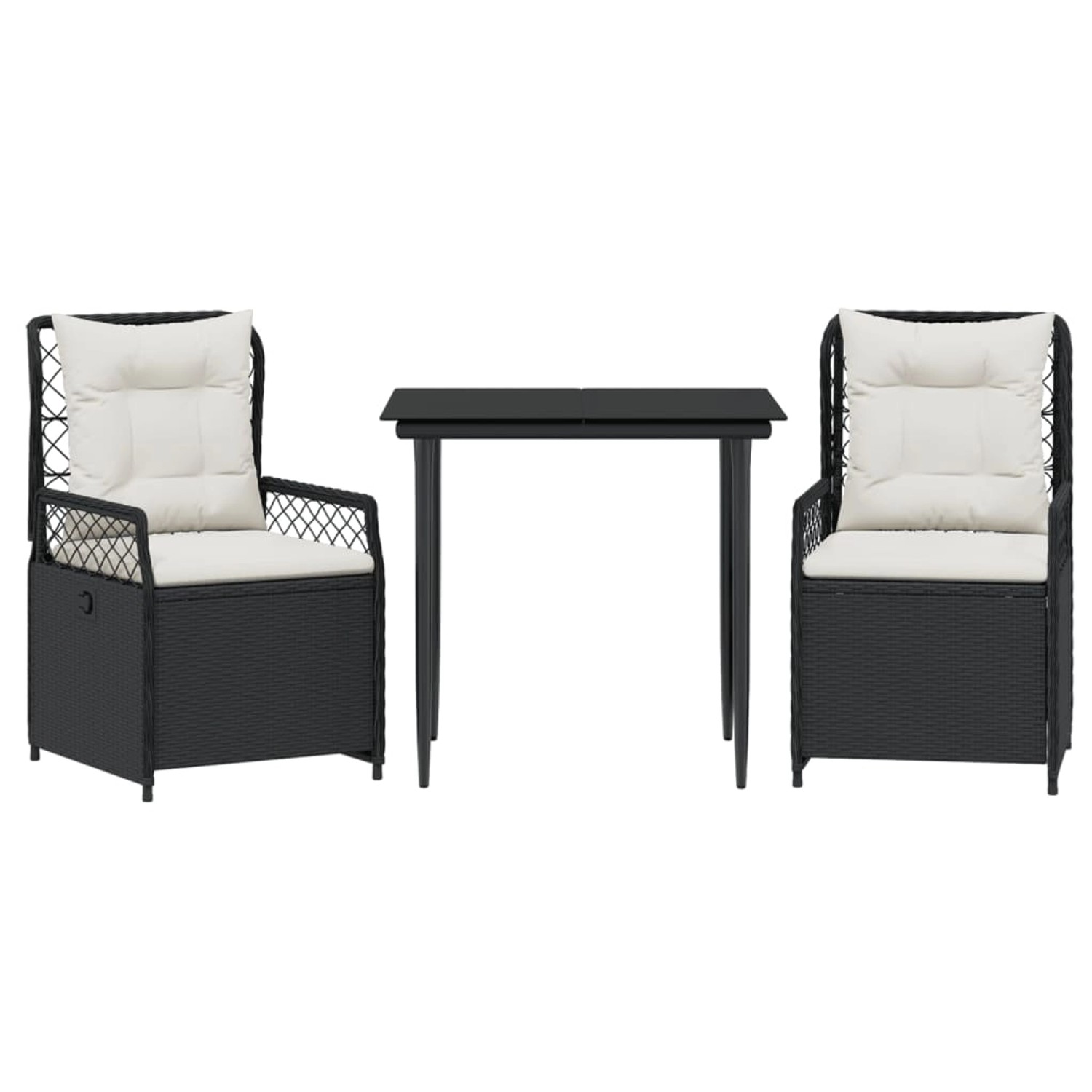 vidaXL 3-Tlg Garten-Essgruppe mit Kissen Schwarz Poly Rattan 3262964 günstig online kaufen
