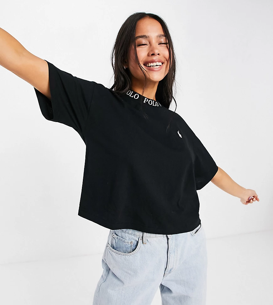 Polo Ralph Lauren x ASOS – Exclusive Collab – T-Shirt in Schwarz mit hohem günstig online kaufen