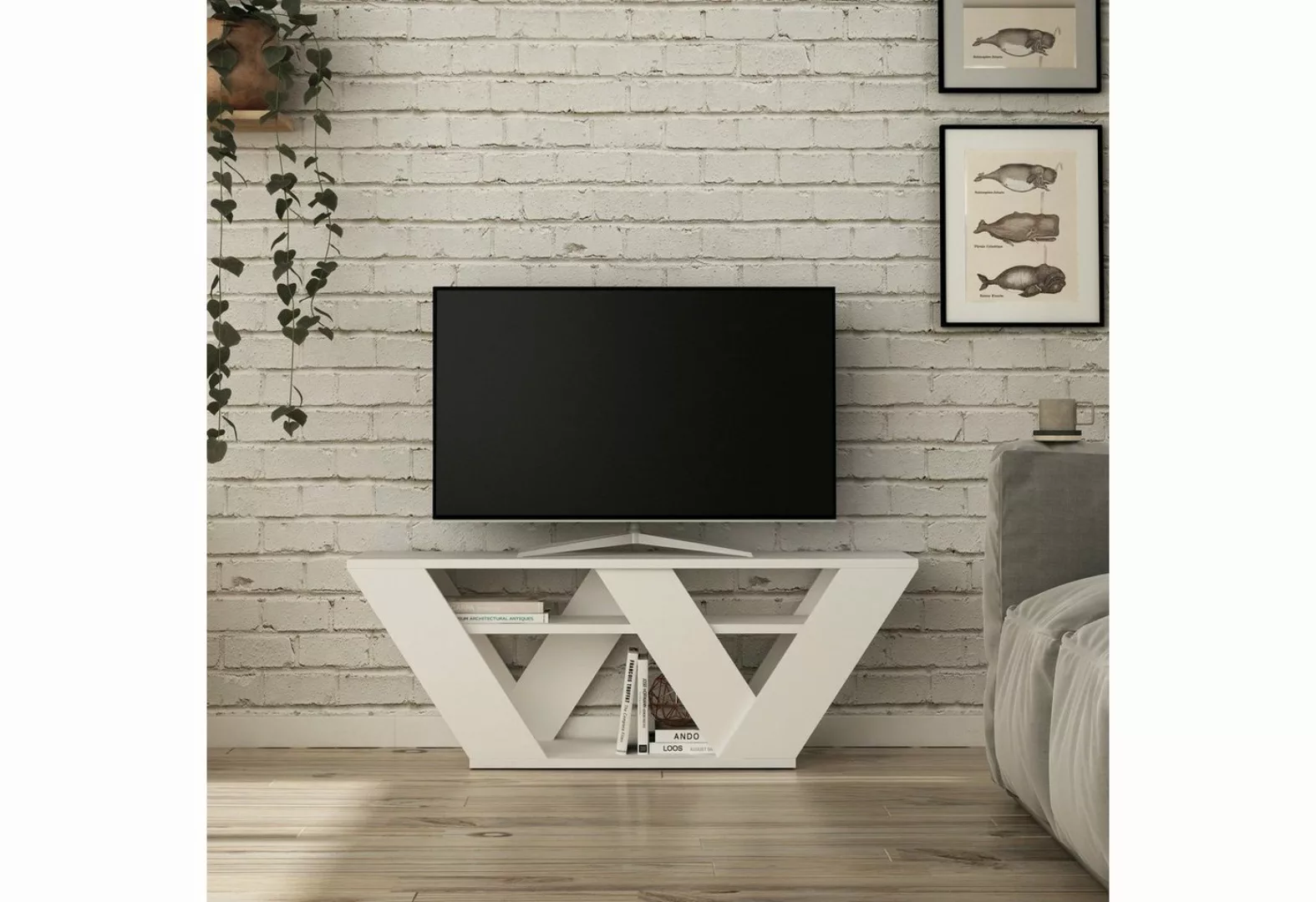 TV-Möbel mit 1 Ablage - Weiß - ZANELO günstig online kaufen