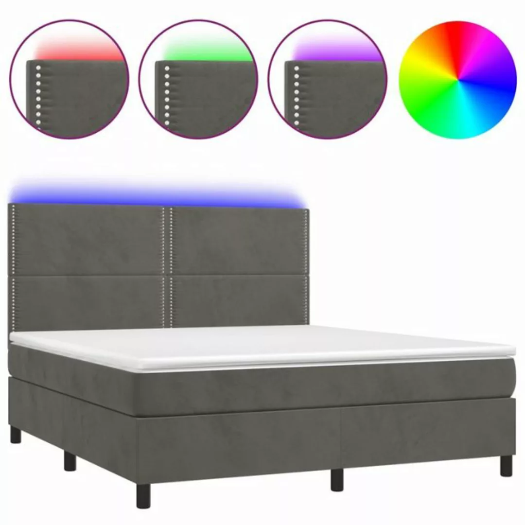 vidaXL Bettgestell Boxspringbett mit Matratze LED Dunkelgrau 160x200 cm Sam günstig online kaufen