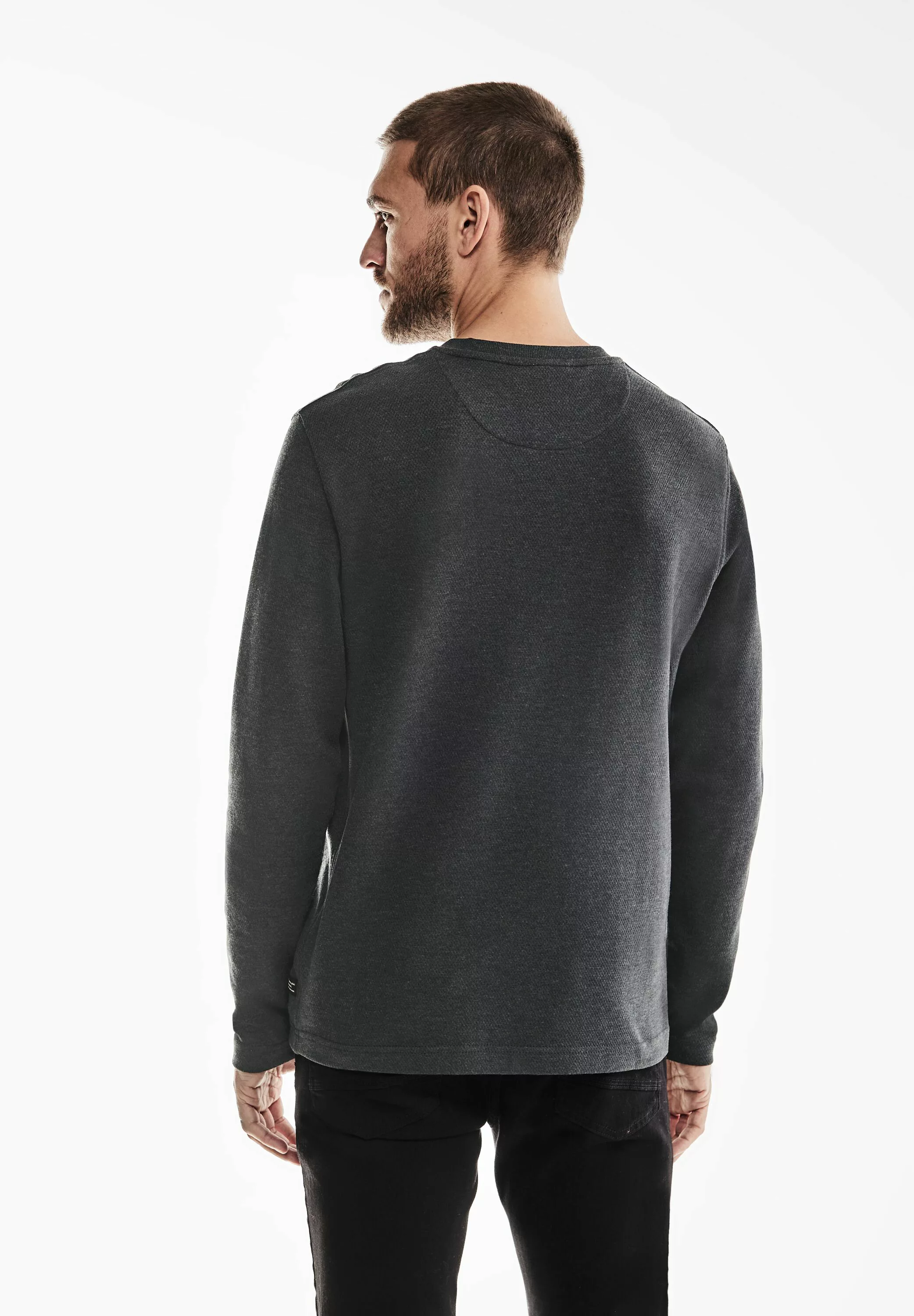 STREET ONE MEN Langarmshirt, in Unifarbe günstig online kaufen