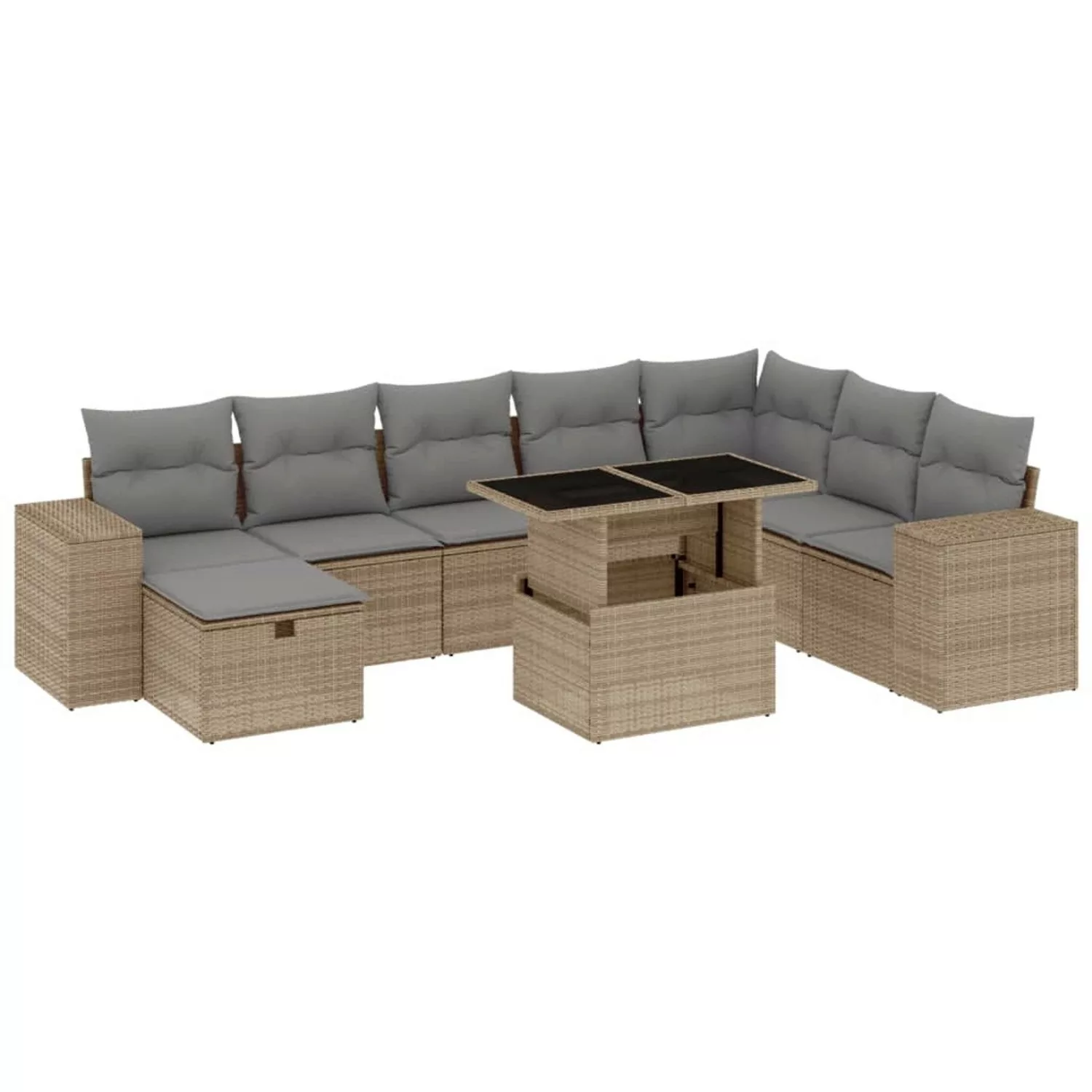 vidaXL 9-tlg Garten-Sofagarnitur mit Kissen Beige Poly Rattan Modell 251 günstig online kaufen