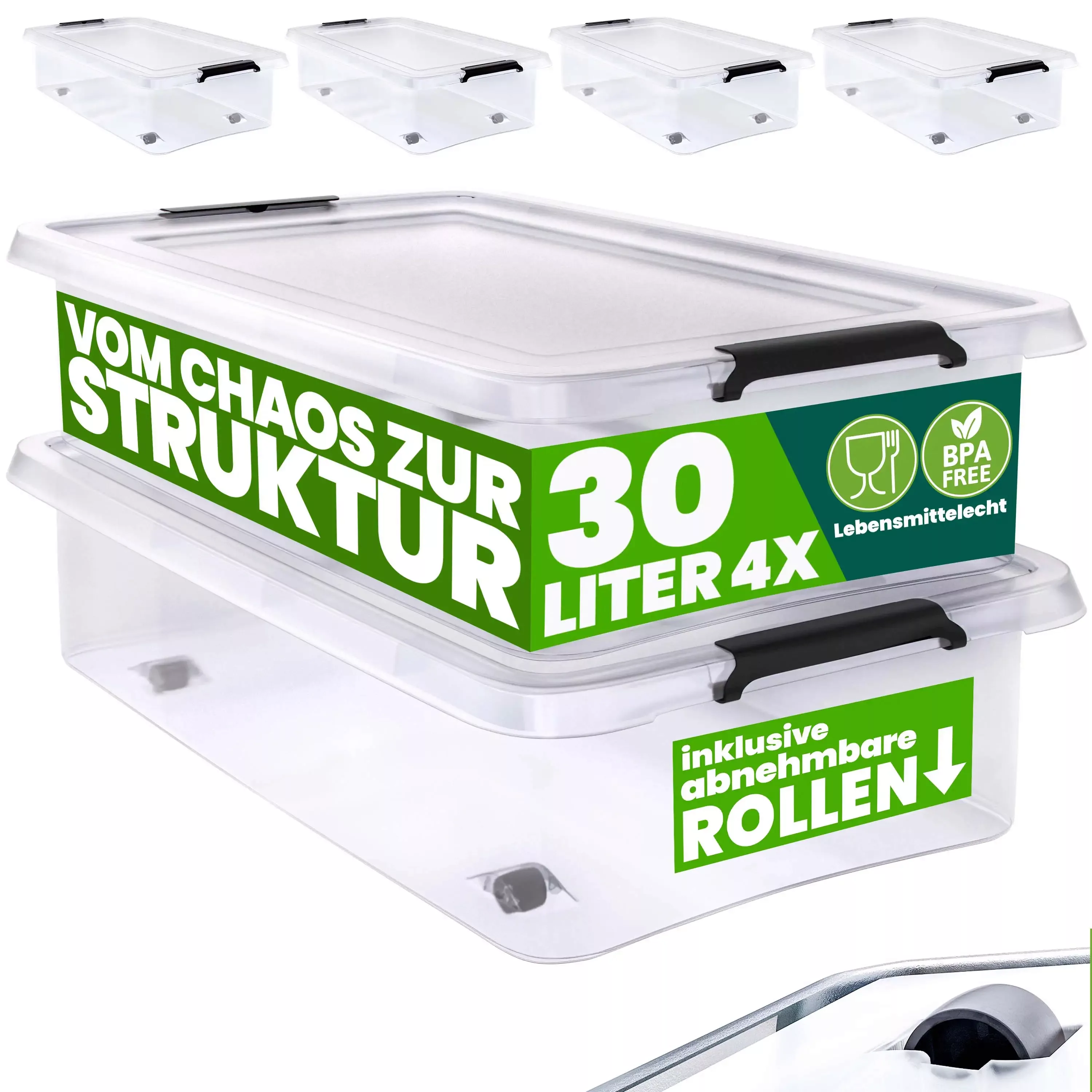 Aufbewahrungsbox 4er-Set Transparent 60x40x17cm 30L günstig online kaufen