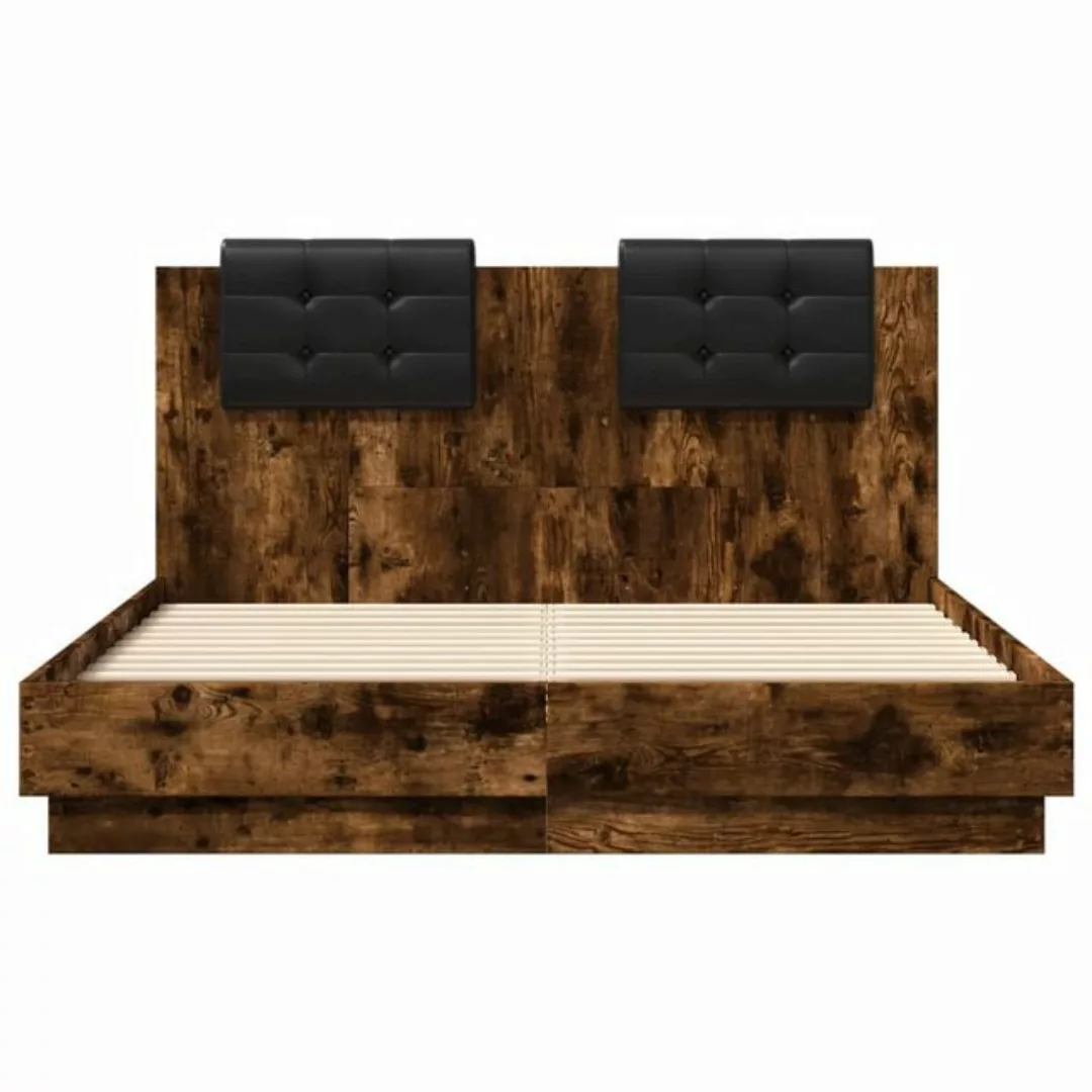 furnicato Bettgestell mit Kopfteil Räuchereiche 135x190 cm Holzwerkstoff (1 günstig online kaufen